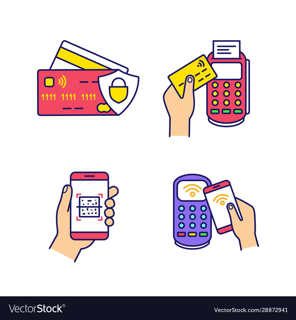 Nfc payment color icons set Royalty Free Vector Image