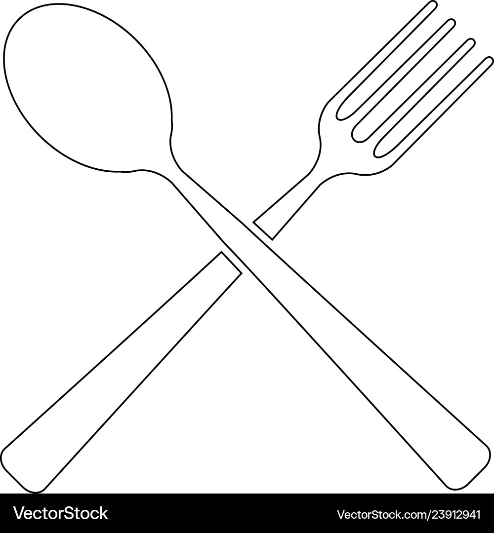 Spoon and fork flat icon Royalty Free Vector Image