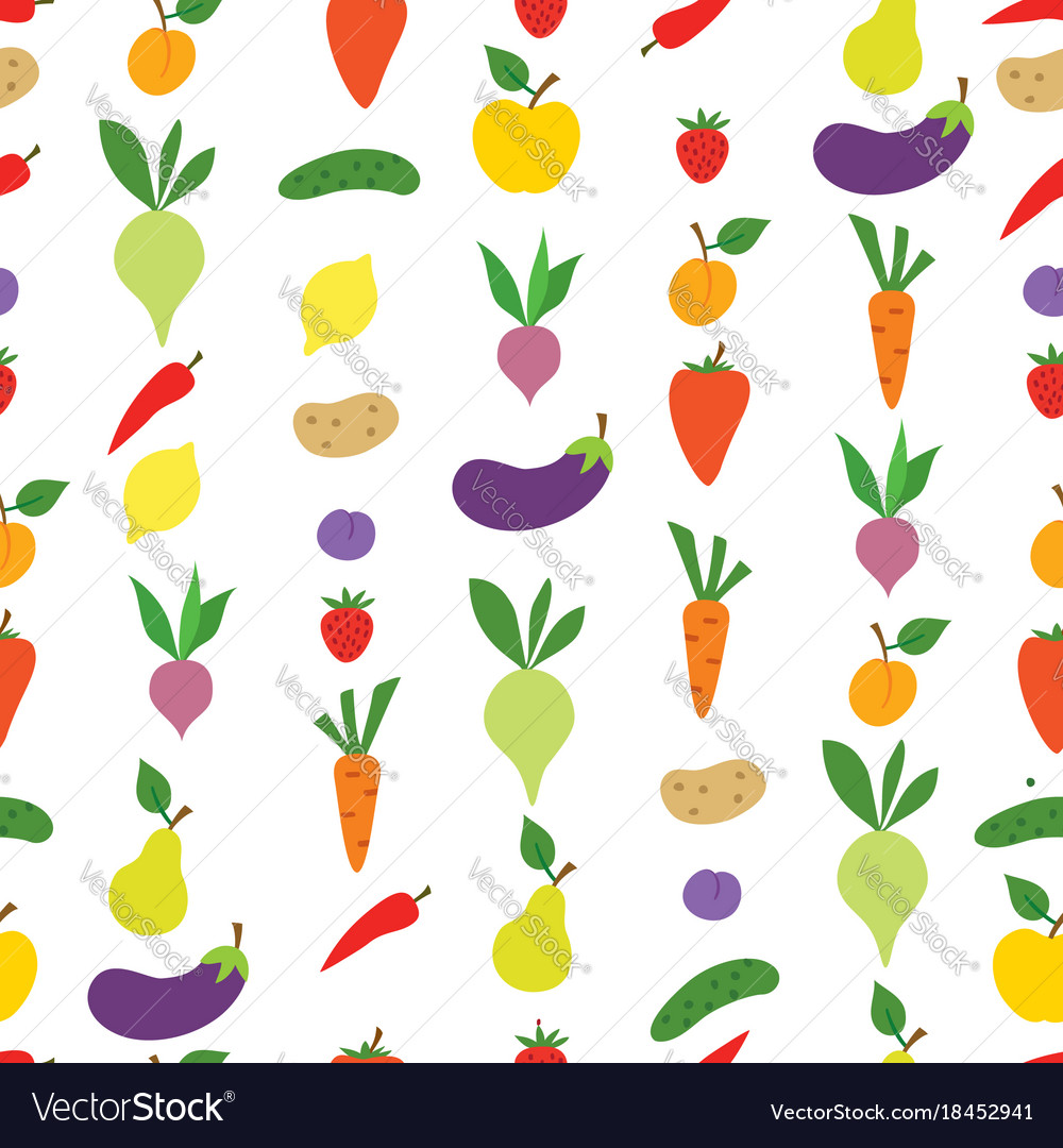 Vegetable seamless pattern healthy food Royalty Free Vector