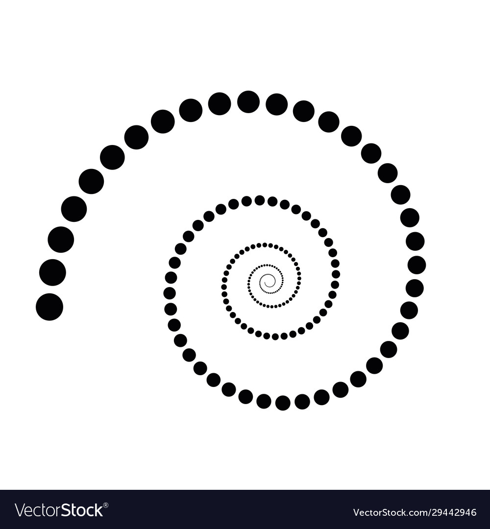 Schwarz gepunktete Spirale Symbol einfach flach