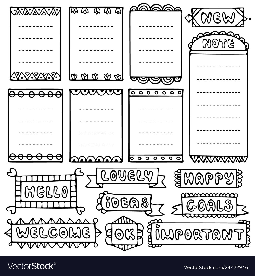 Bullet journal hand drawn elements Royalty Free Vector Image