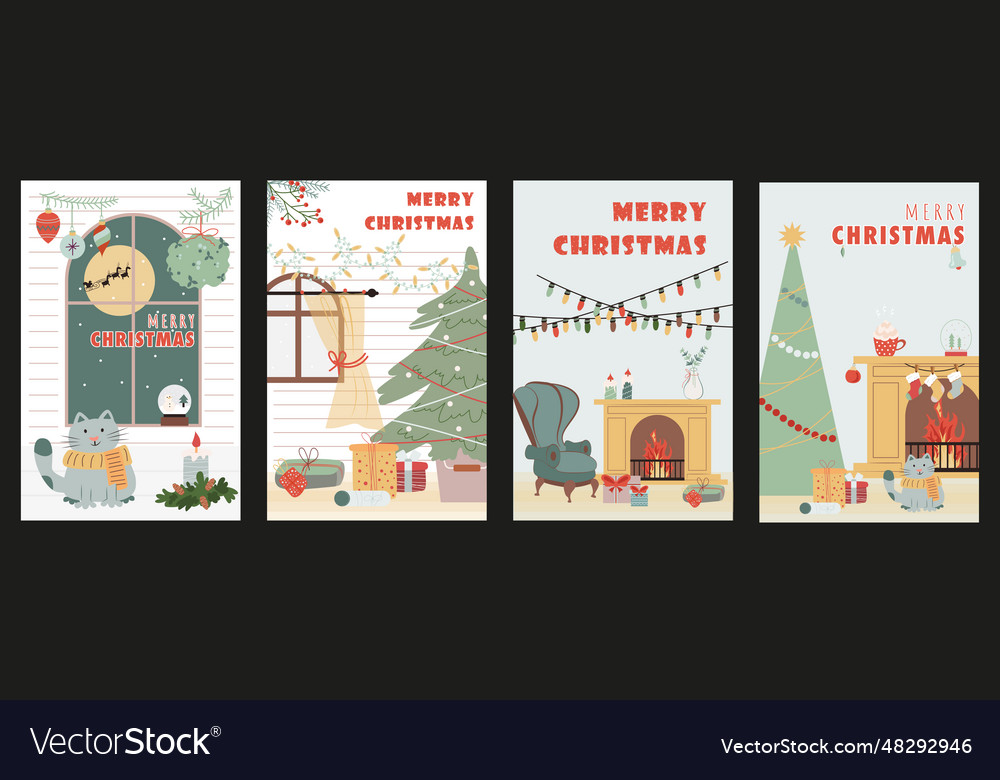 Christmas holiday cover brochure set in trendy Vector Image