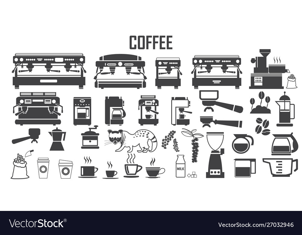 Coffee machine icon mono symbol vector image Coffee machine icon mono symbol
