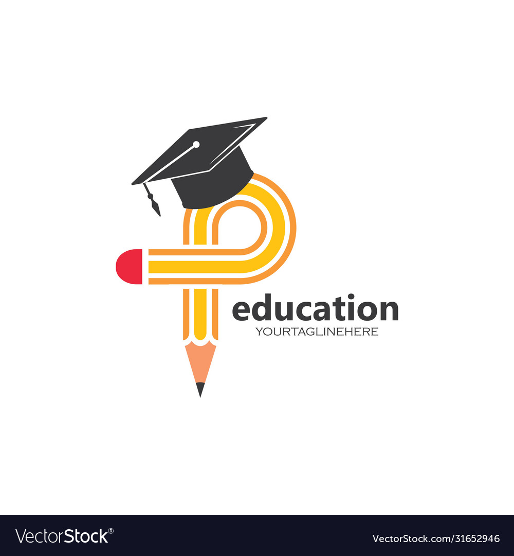 Pencil p letter concept icon and logo education Vector Image