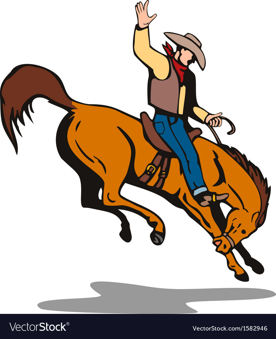 Rodeo cowboy riding horse Royalty Free Vector Image