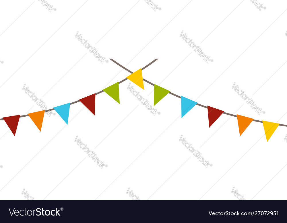 Carnival Colorful Flags Icon Flat Style Royalty Free Vector