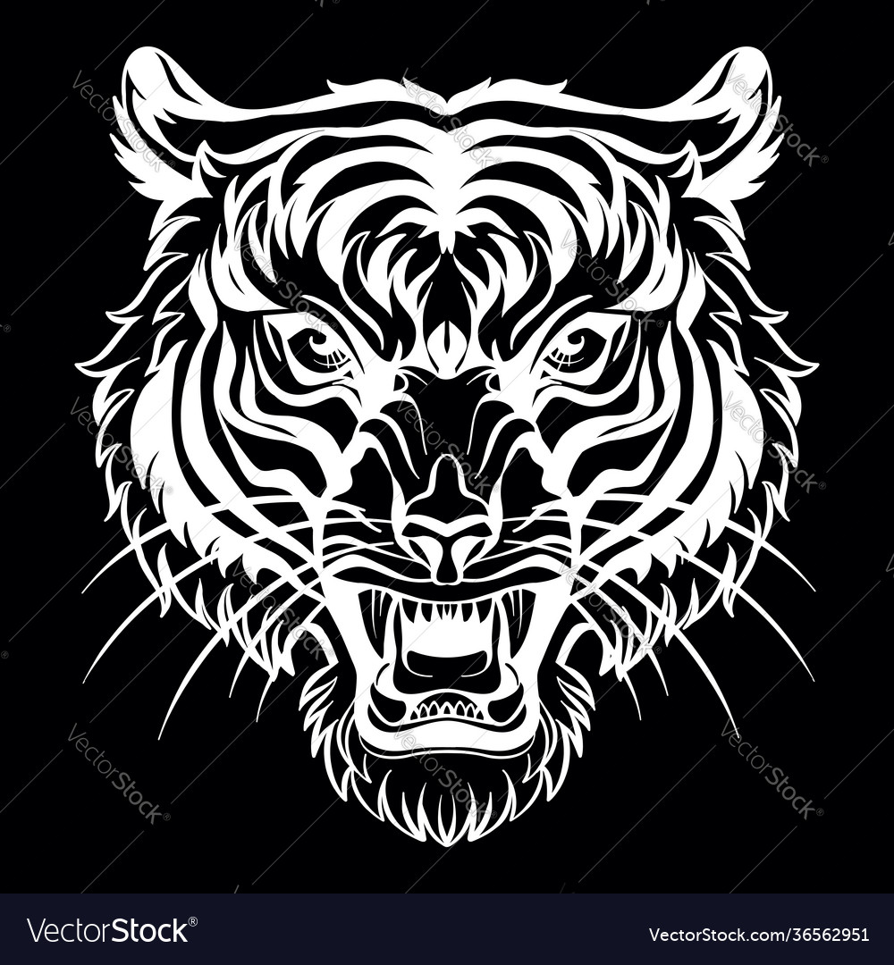 Head mascot tiger isolated on black Royalty Free Vector