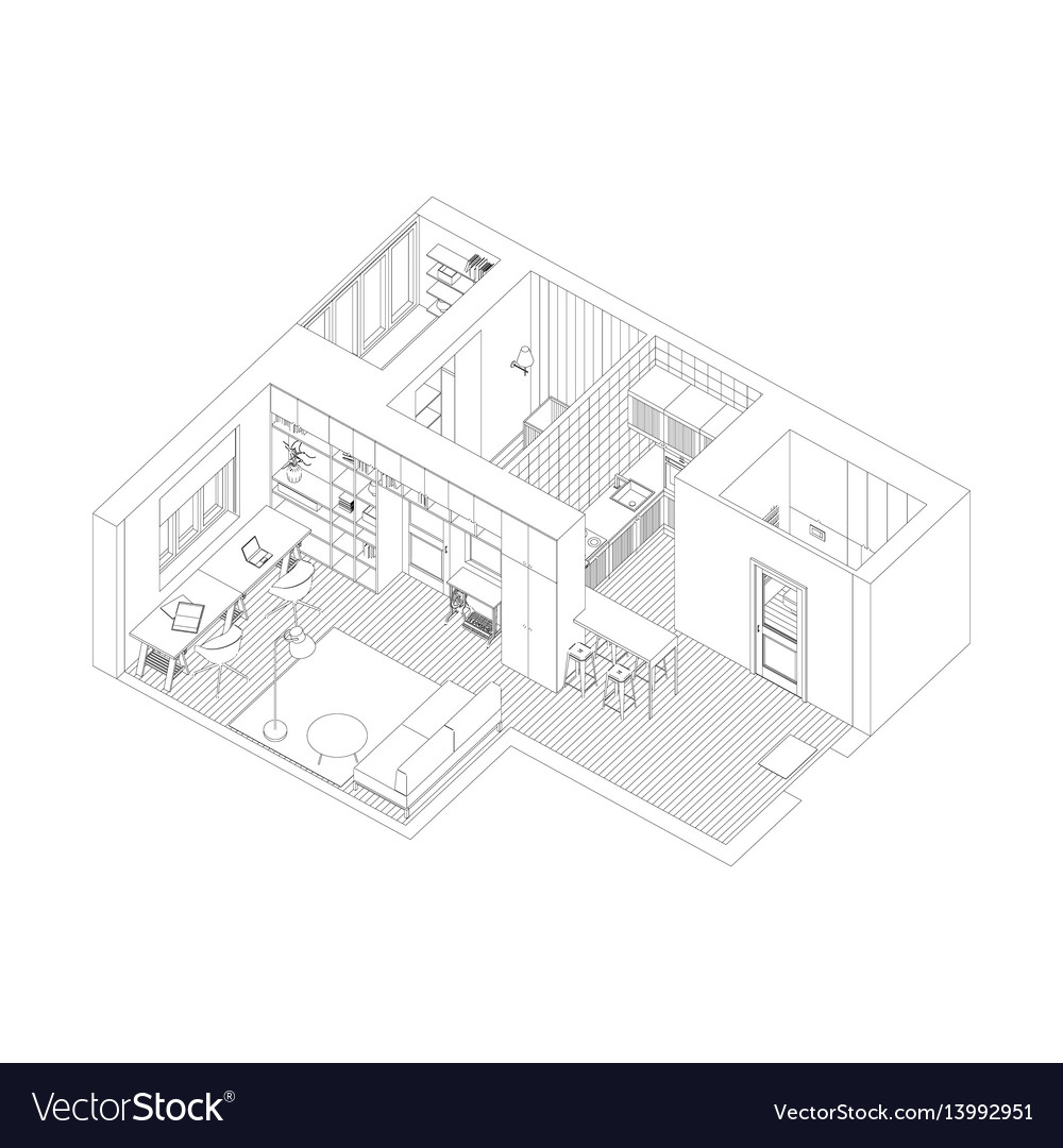 Interior drawing apartment Royalty Free Vector Image