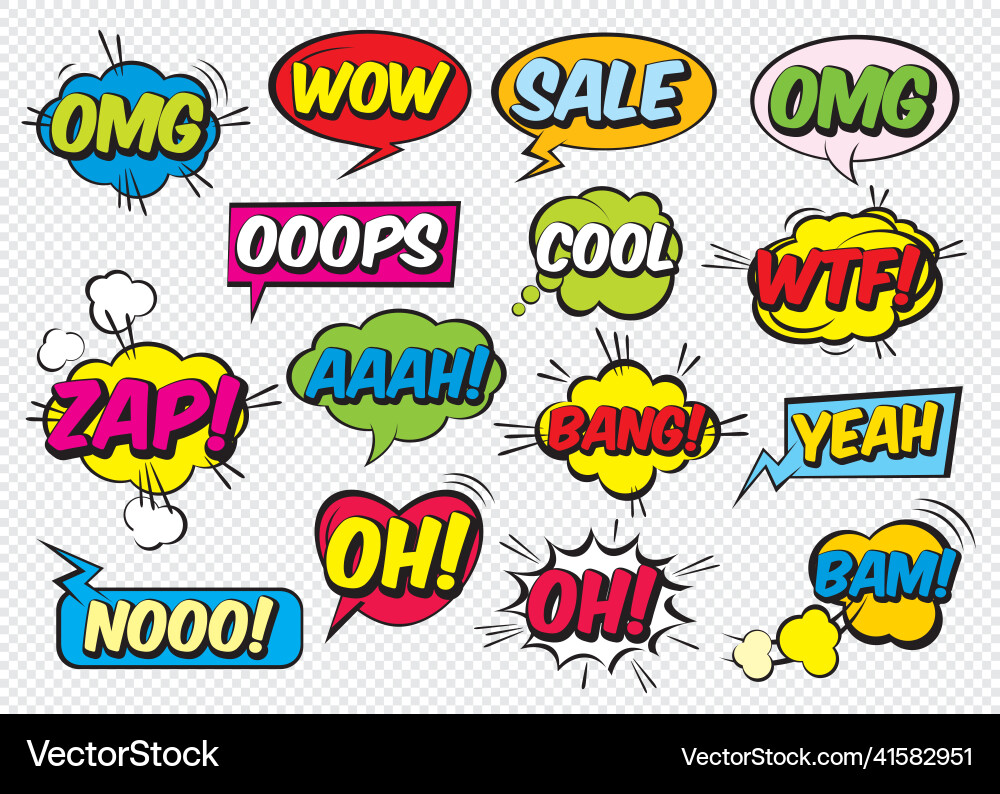 Set colour comic speech bubbles Royalty Free Vector Image