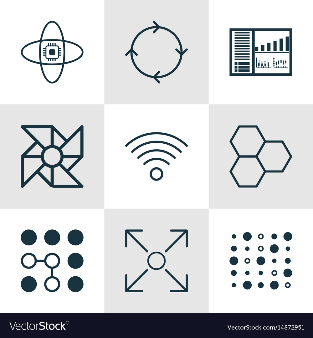 Set of 9 robotics icons includes wireless Vector Image