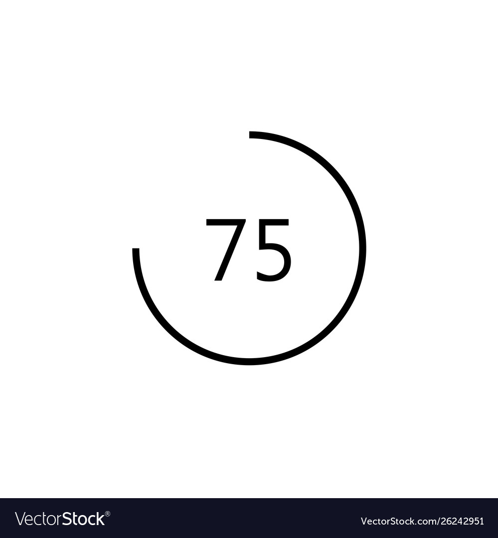 Seventy five percentage circle icon 75 percent Vector Image