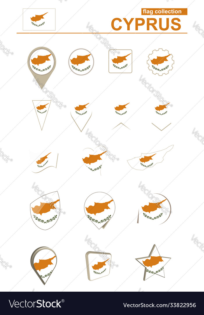 Cyprus Flag Collection Big Set For Design Vector Image Cyprus Flag Collection Big Set For Design Vector Image