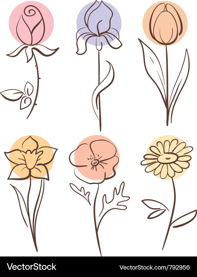 Flower set Royalty Free Vector Image - VectorStock