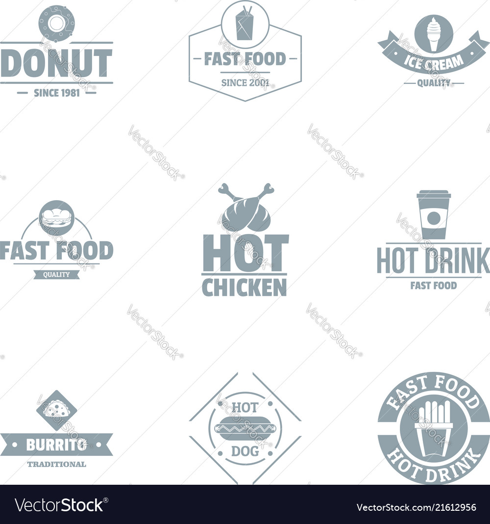 Hot chicken logo set simple style Royalty Free Vector Image