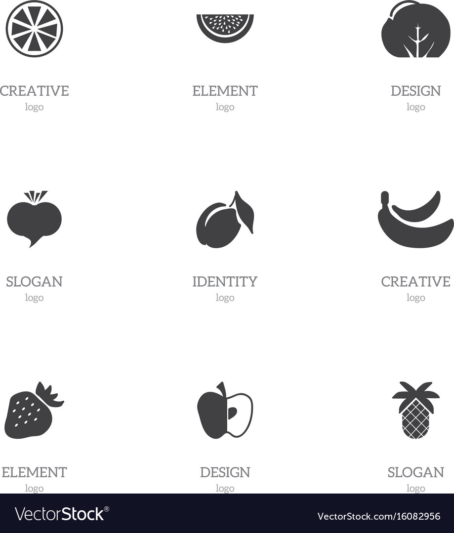 set of 9 editable fruits icons includes symbols vector image