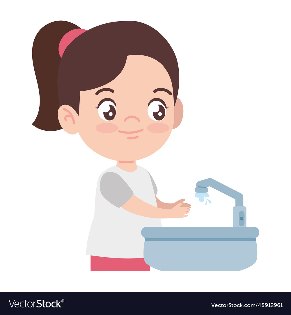 Girl washing hands