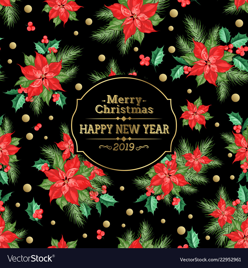 Holiday invitation card with poinsettia floral Vector Image