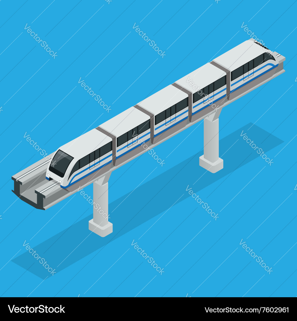 Monorail train sky train isometric Royalty Free Vector Image