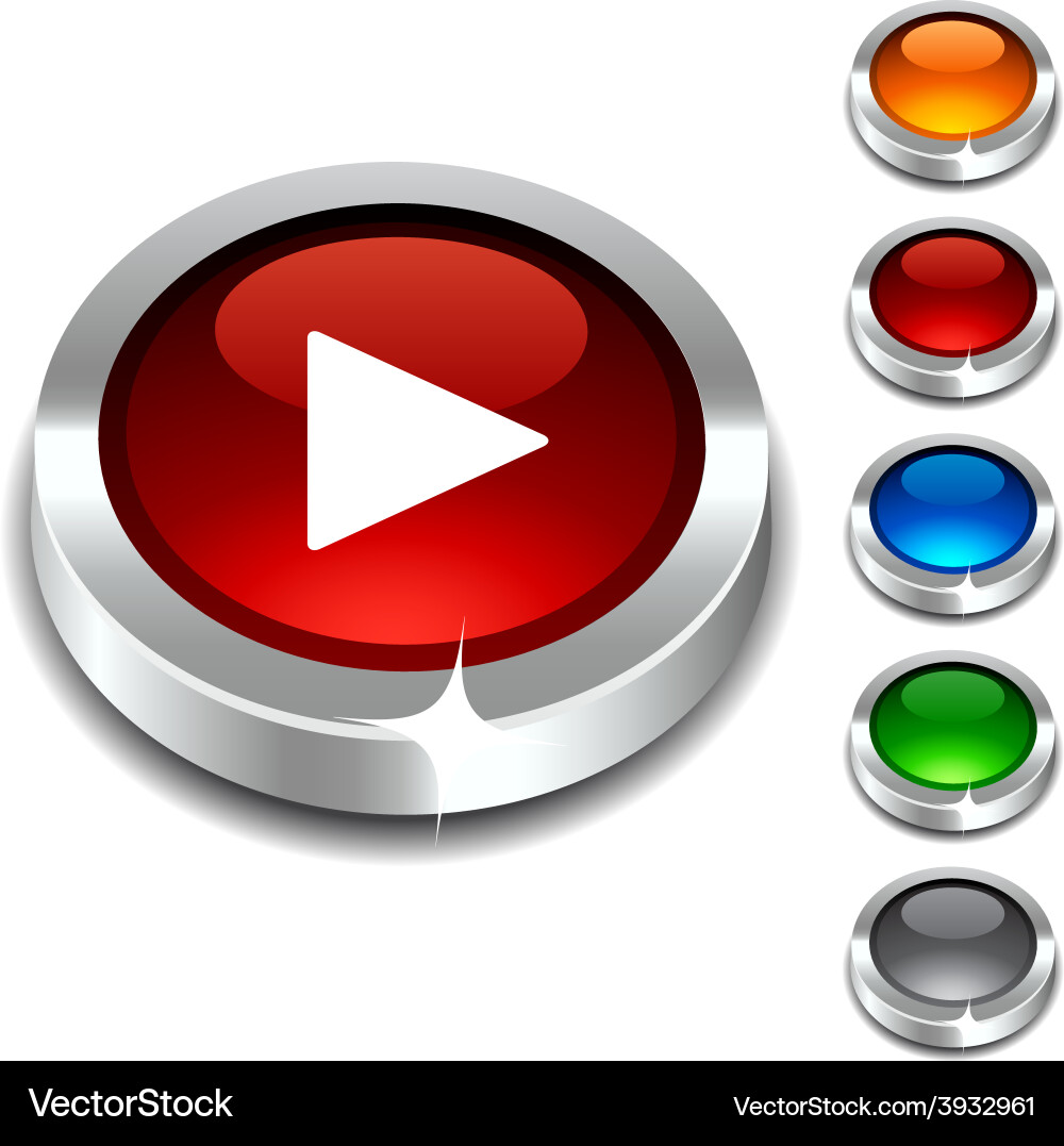Play 3d button Royalty Free Vector Image - VectorStock