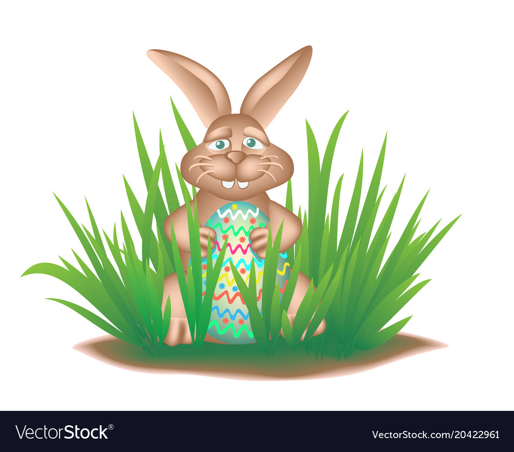 Real Easter Bunny In Grass Royalty Free Vector Image