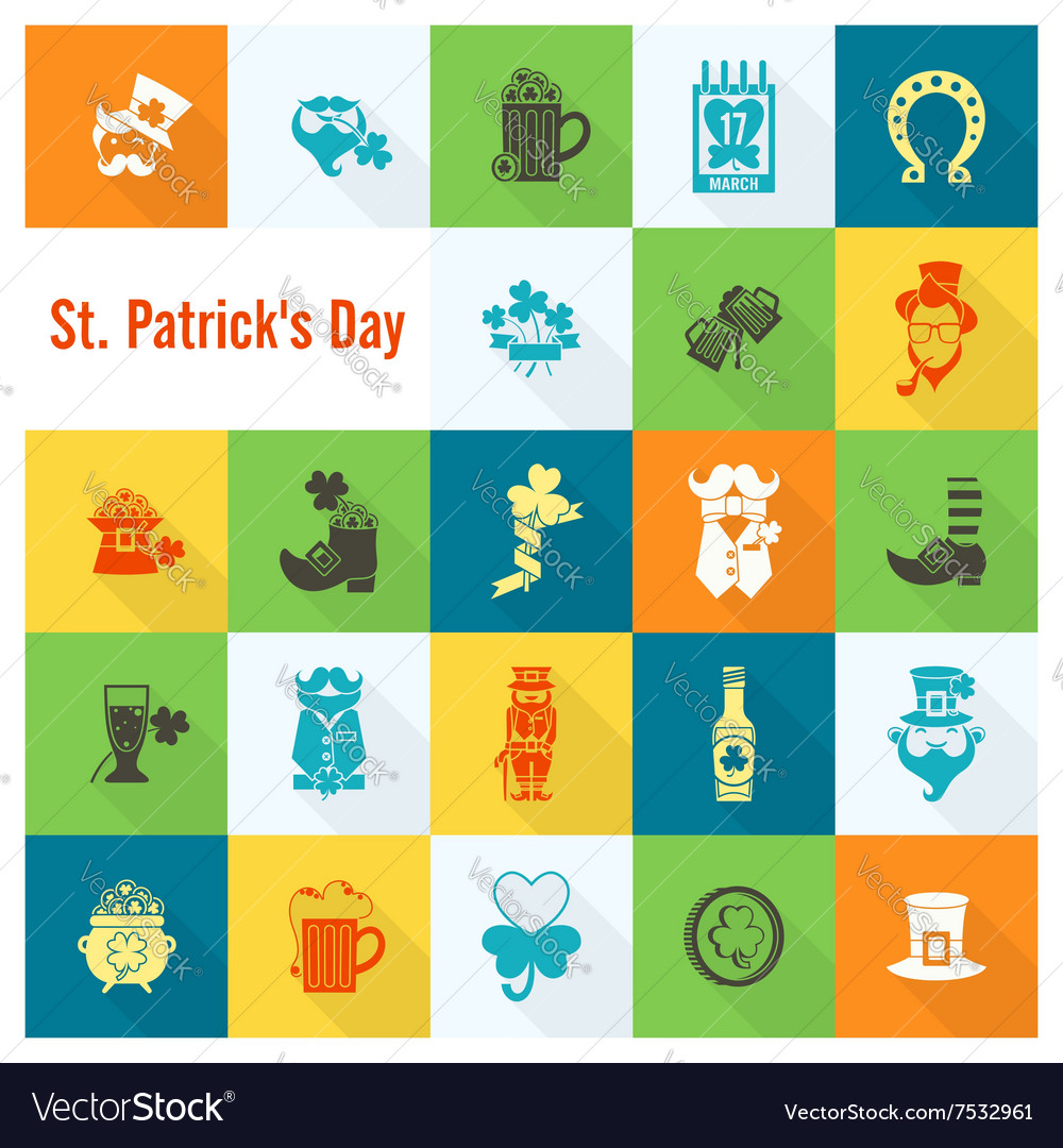 Saint patricks day icon set Royalty Free Vector Image