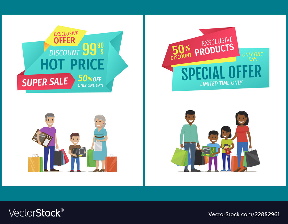 Special Offer Banner With People Shopping Vector Image