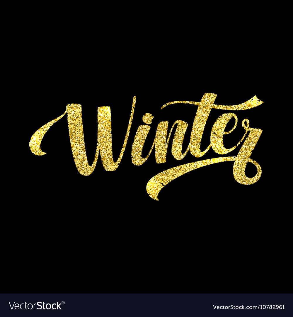 Winter card golden shiny glitter lettering