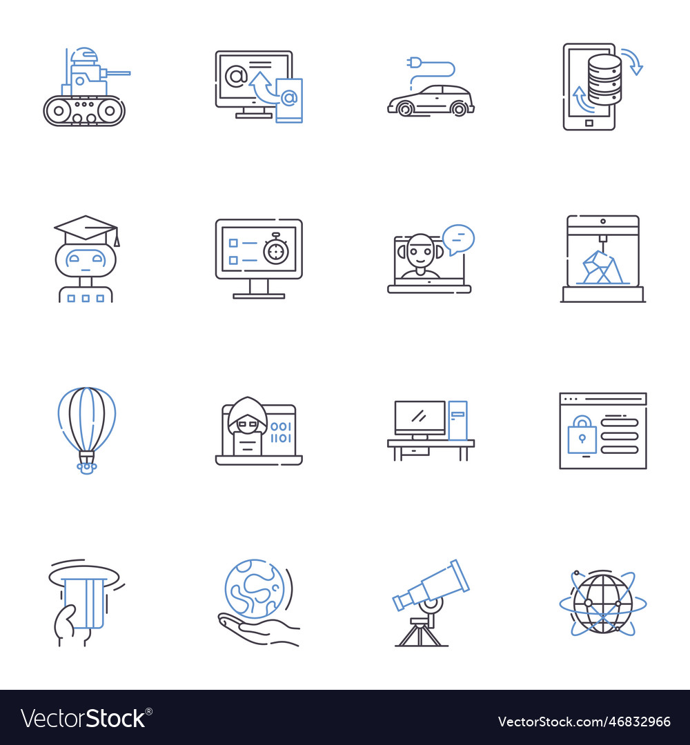 Automation line icons collection robotics Vector Image