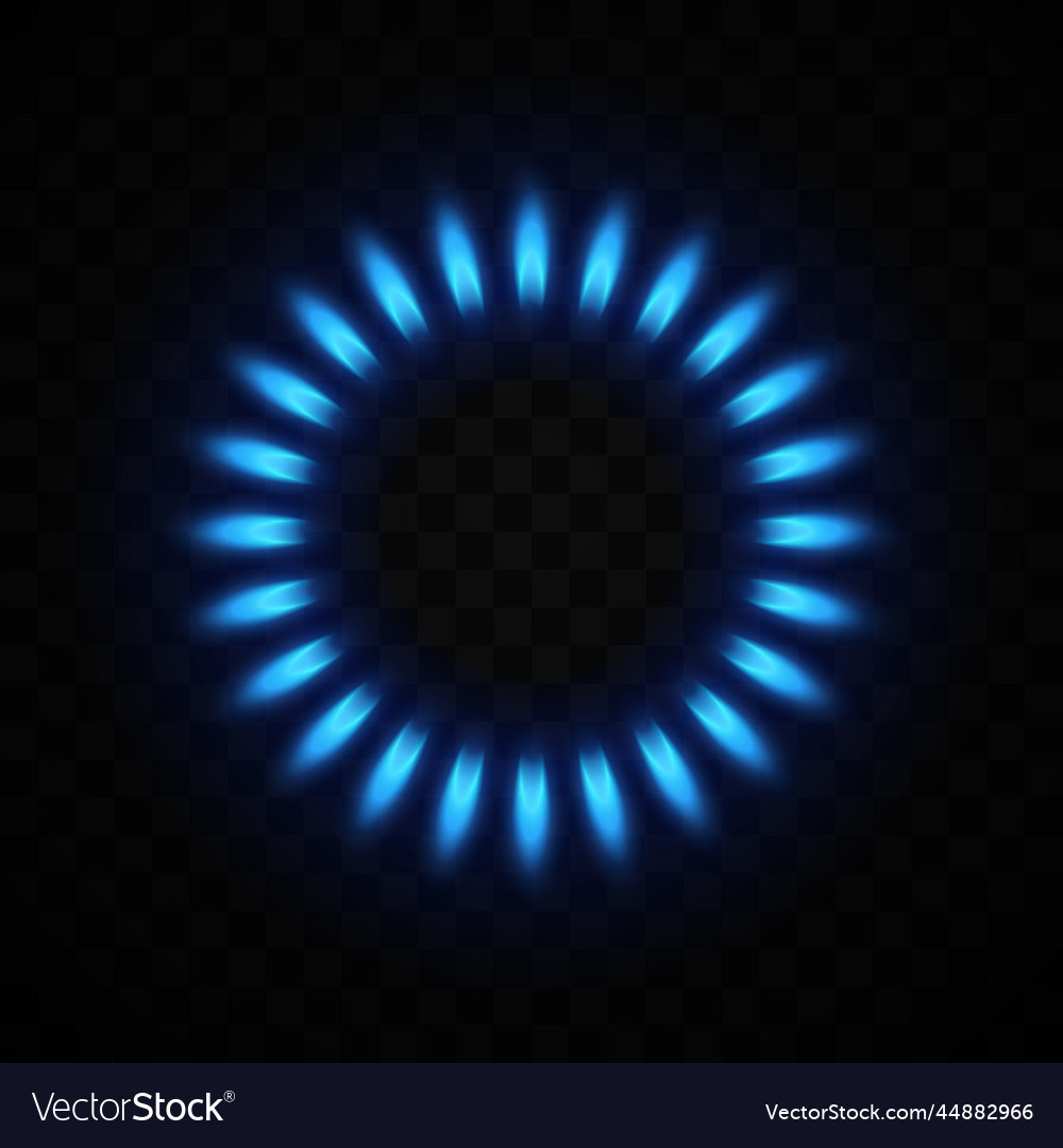 Blue flame of gas on transparent background Vector Image