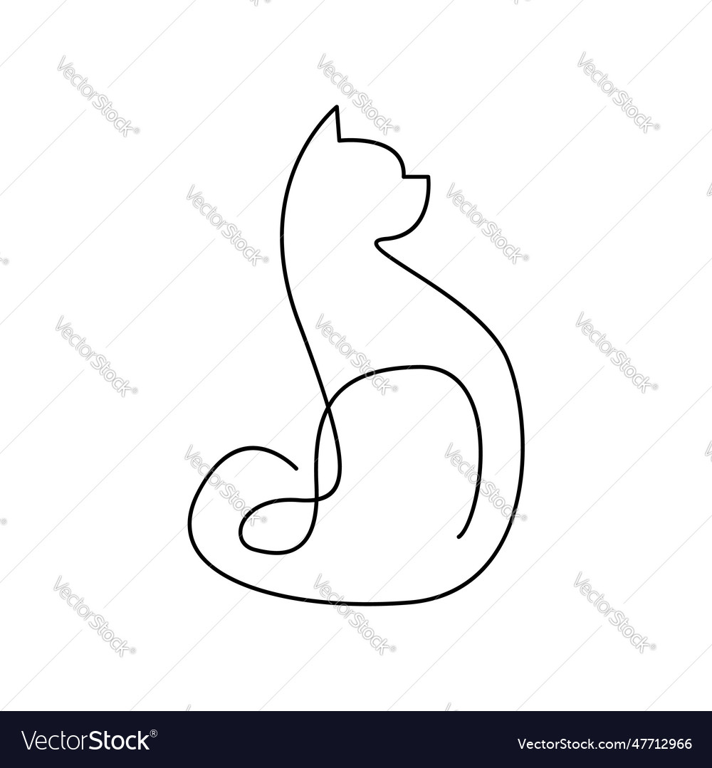 Cat single line logo icon design Royalty Free Vector Image