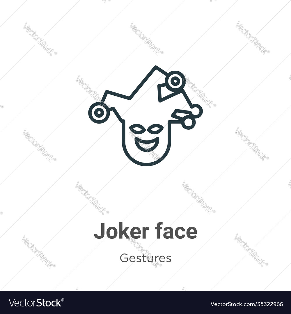 Joker face outline icon thin line black Royalty Free Vector