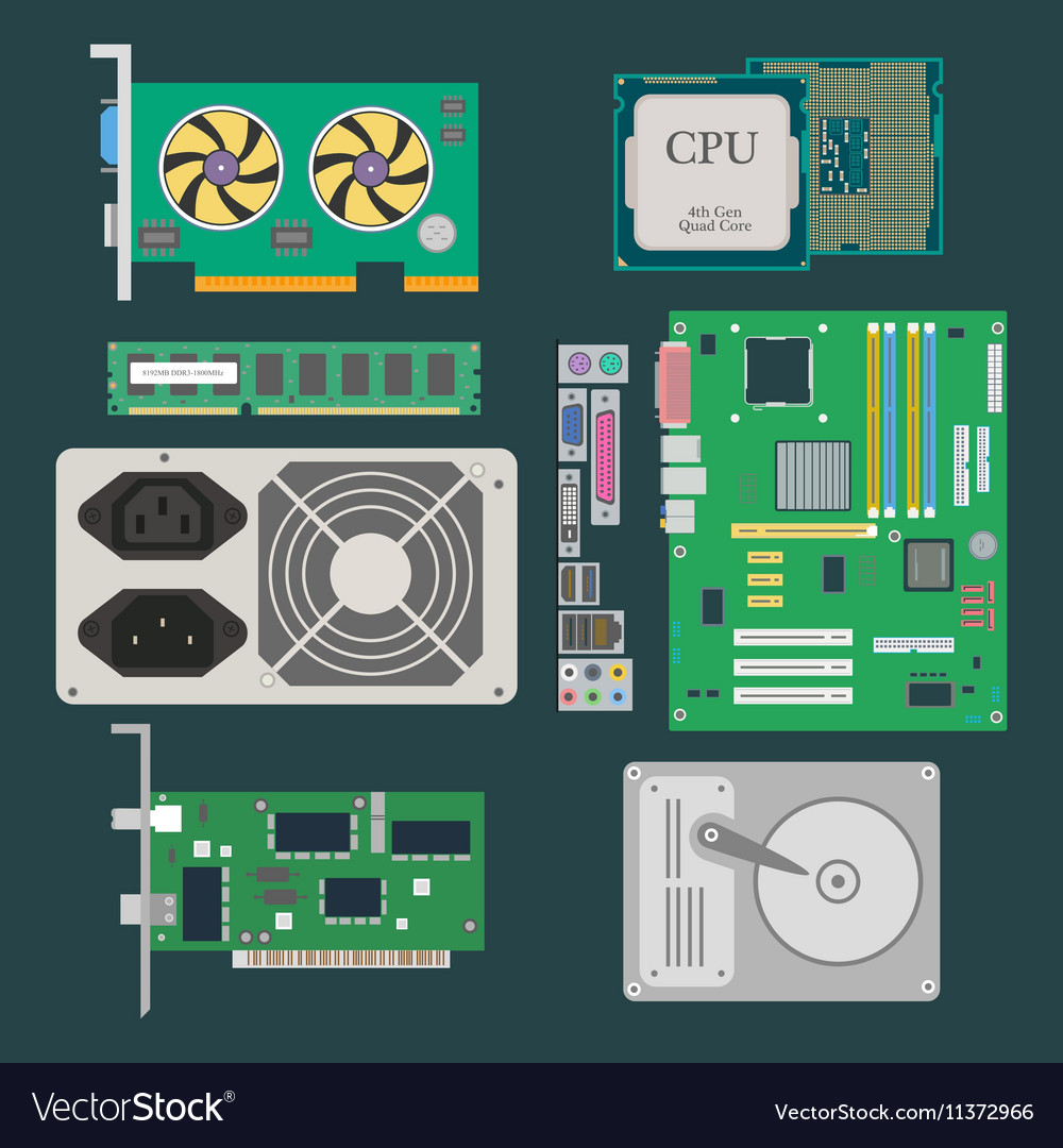 Computer parts Royalty Free Vector Image - VectorStock