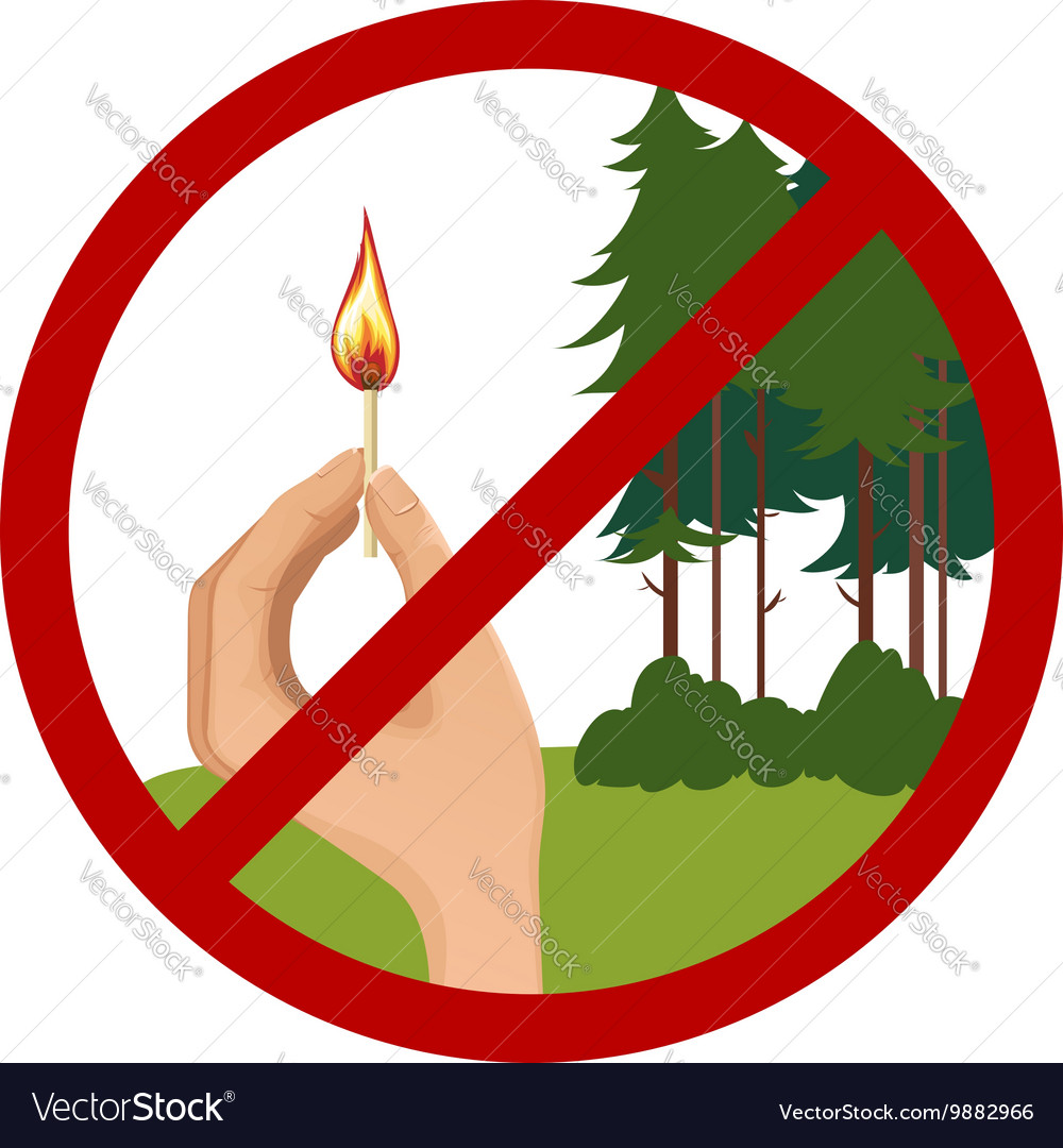 Stop symbol with hand holding burning match Vector Image