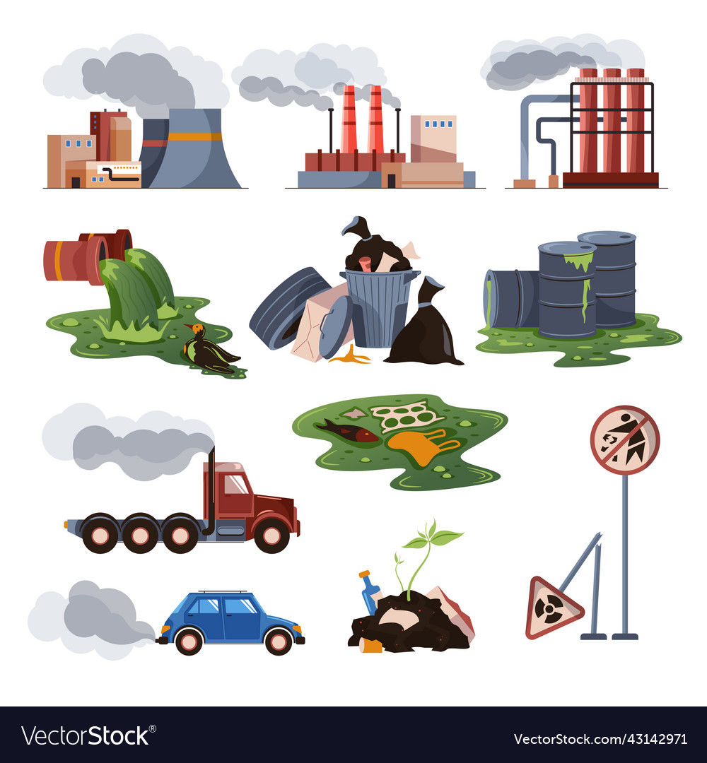 Air pollution set Royalty Free Vector Image - VectorStock