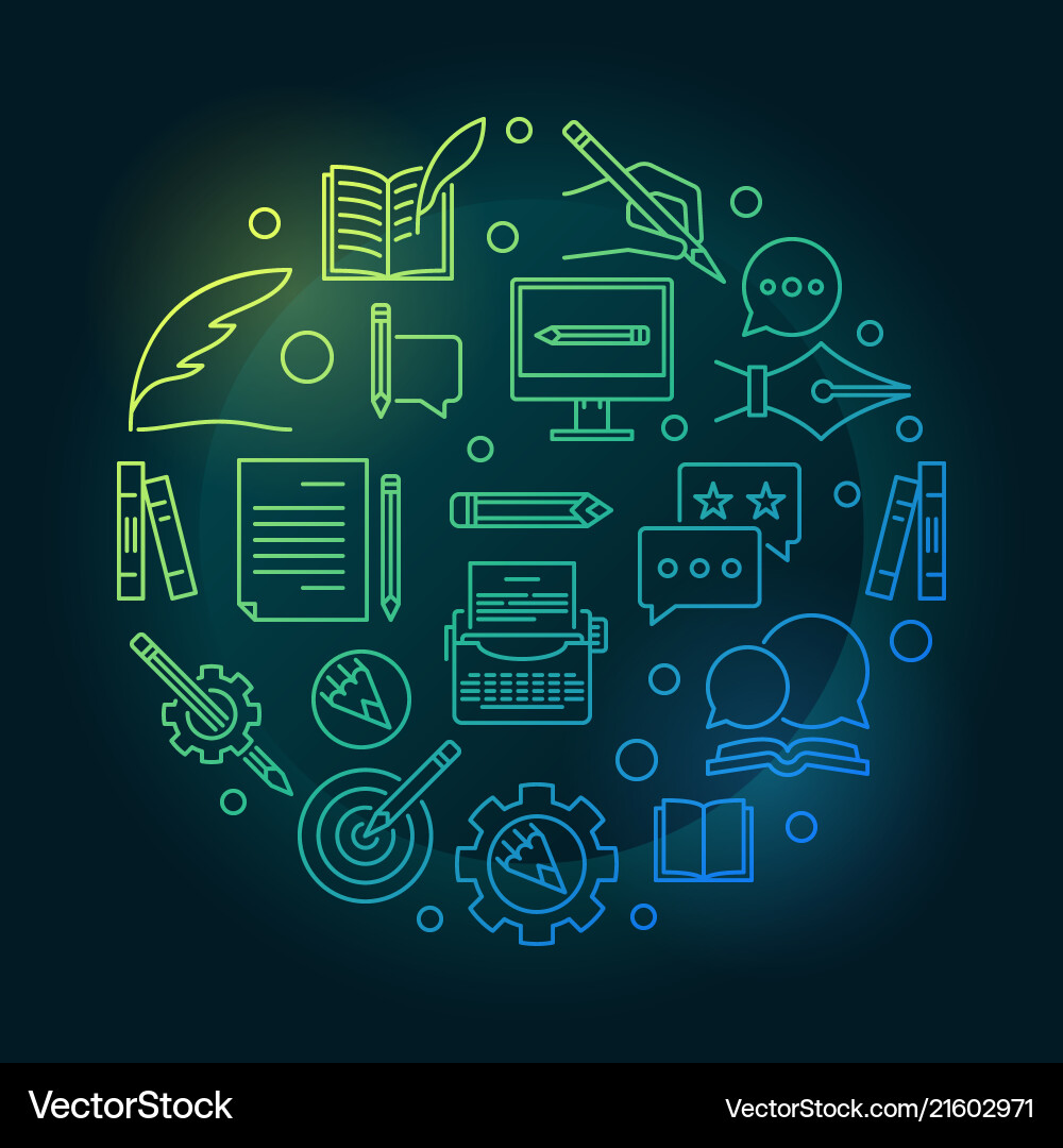 Author colored round concept line Royalty Free Vector Image