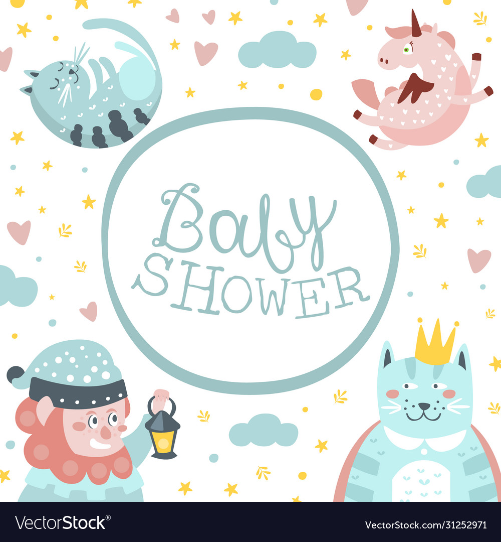 Baby shower banner template with cute fairy tale