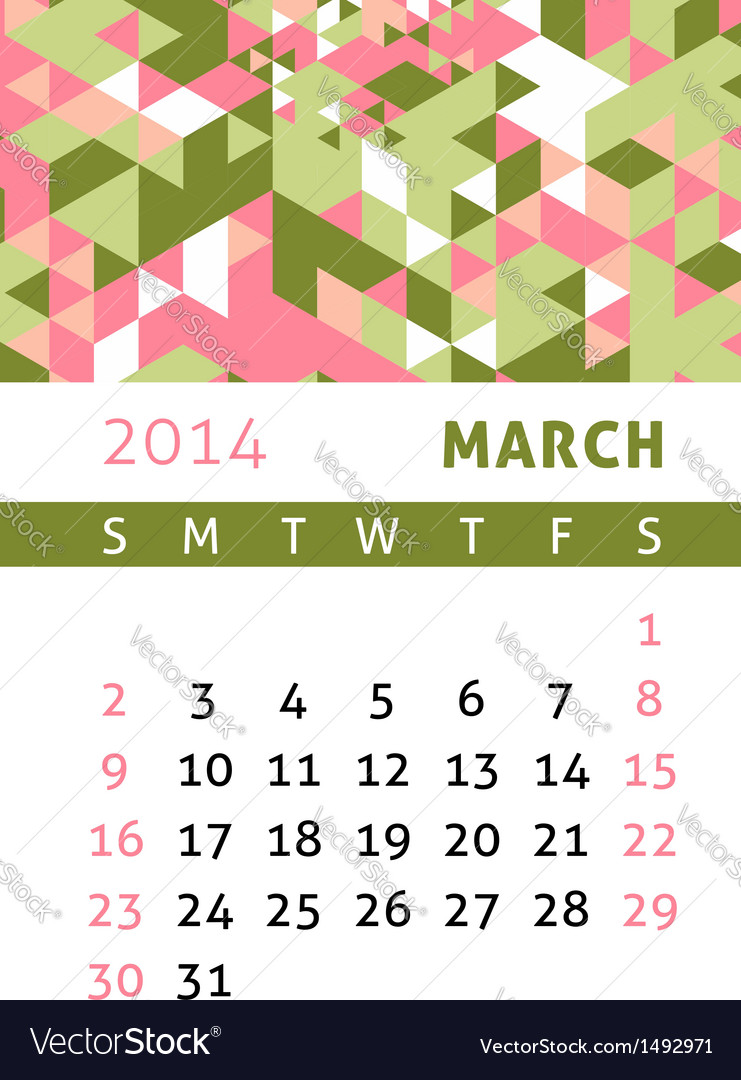 Calendar 2014 Royalty Free Vector Image - VectorStock