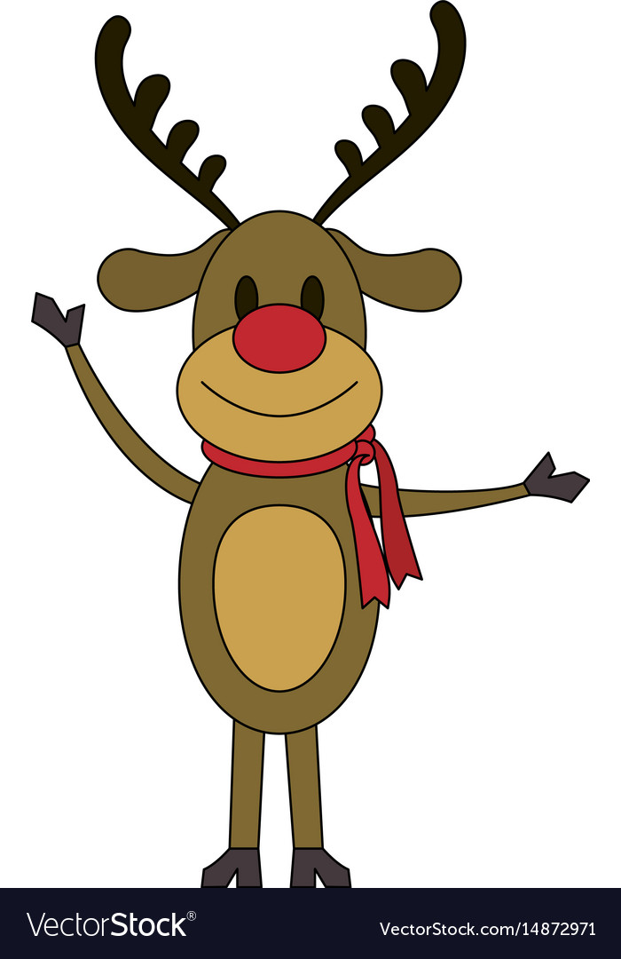 Color image cartoon full body reindeer with scarf Vector Image