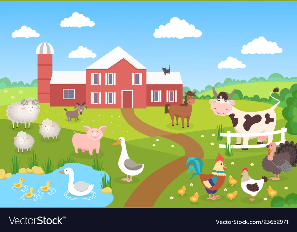 Деревня cartoon. Коровы, свинки, барашки. Домашние животные на ферме. Кружки 2008-2009 с коровами хрюшками и овечками. There is pigs cows and sheep.