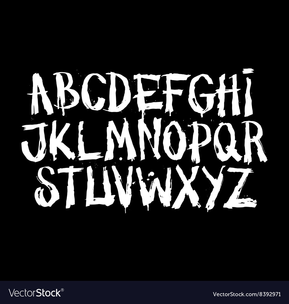 Hand drawn grunge font detailed alphabet Vector Image