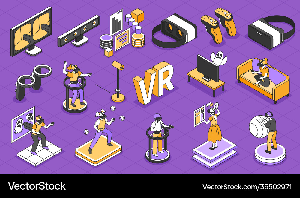 Virtual reality composition Royalty Free Vector Image