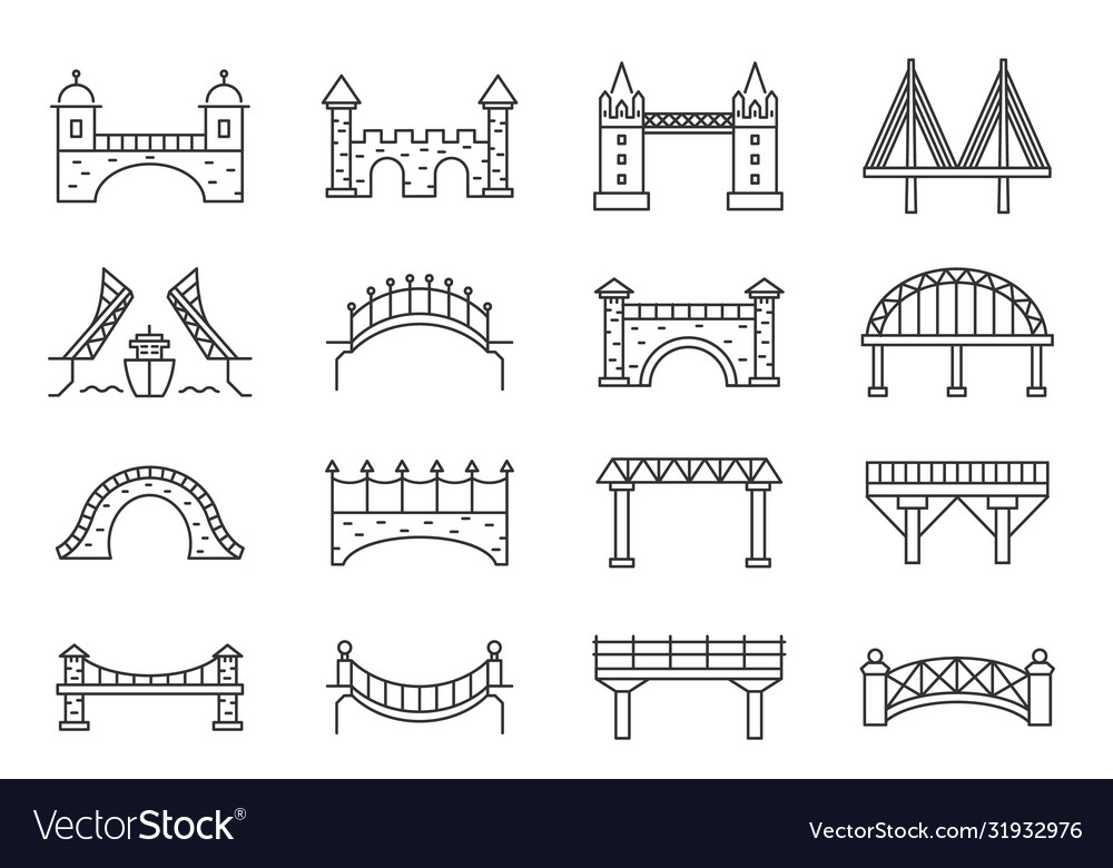 Bridge silhouette drawbridge viaduct aqueduct vector image Bridge silhouette drawbridge viaduct aqueduct