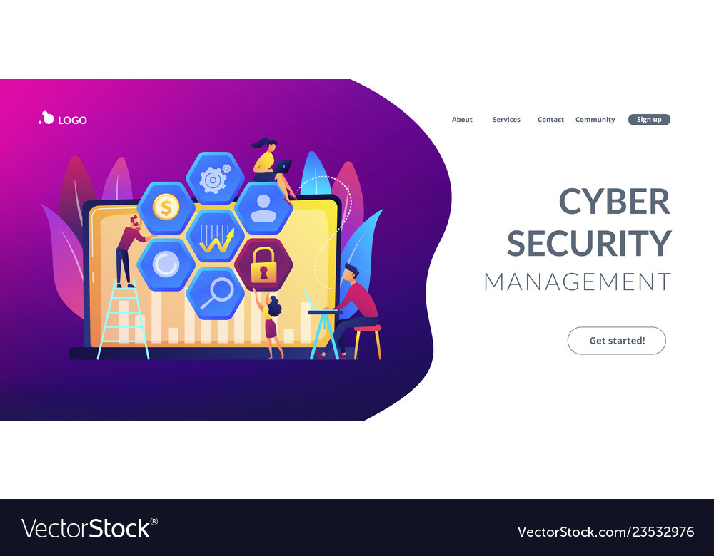 Cyber security management concept landing page Vector Image