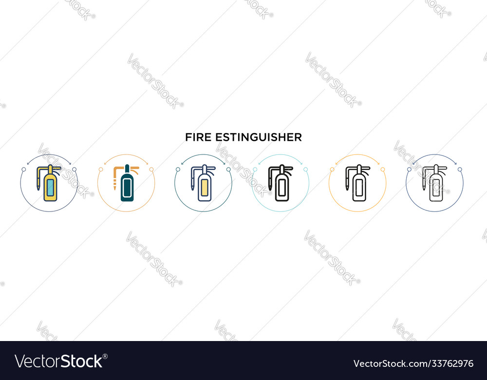 Fire estinguisher sign icon in filled thin line