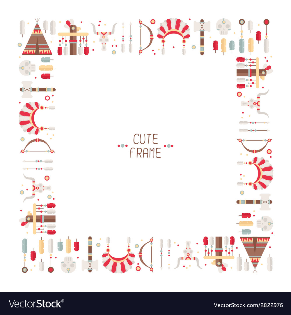 Frame Of Colorful Ethnic Set With Dream Catcher Vector Image