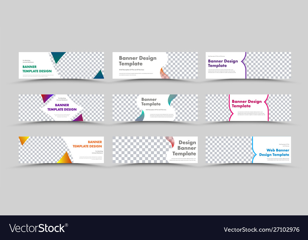 Large Set Horizontal White Web Banners With Vector Image White Web Banners With Vector Image