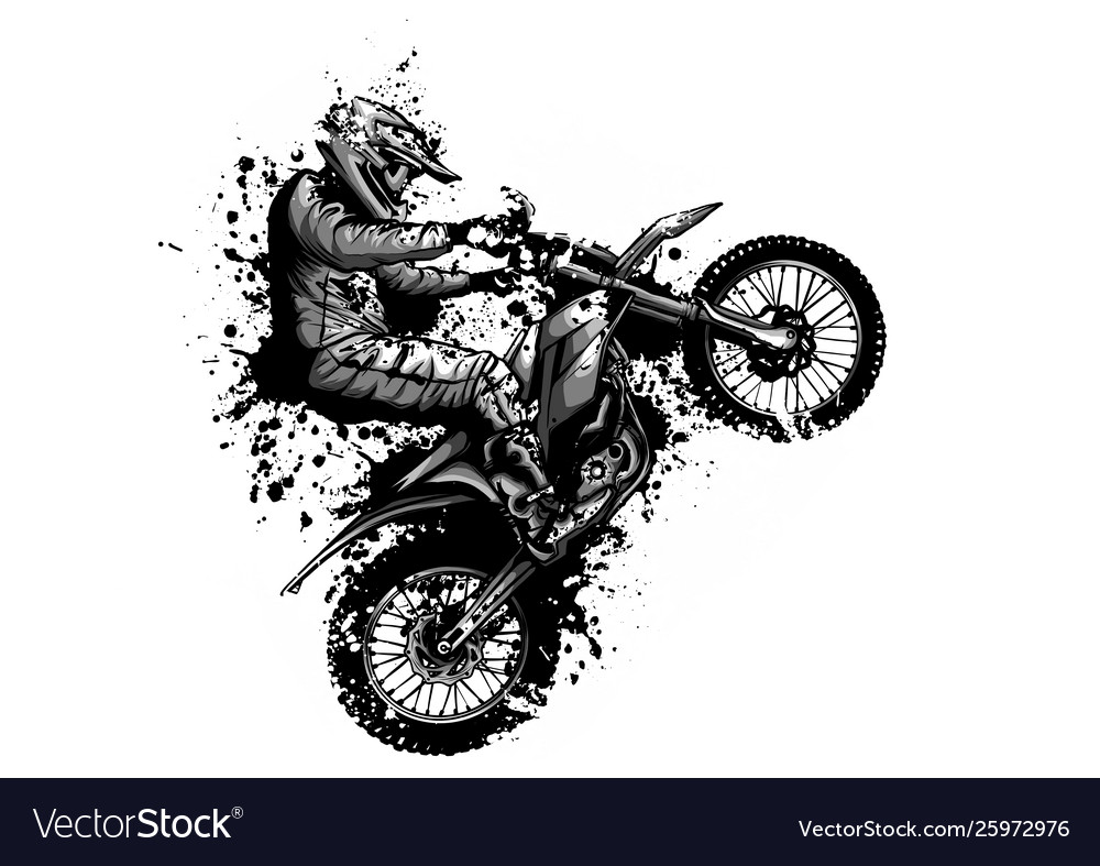 Motocross Rider Ride Motocross Bike Vector: vetor stock (livre de