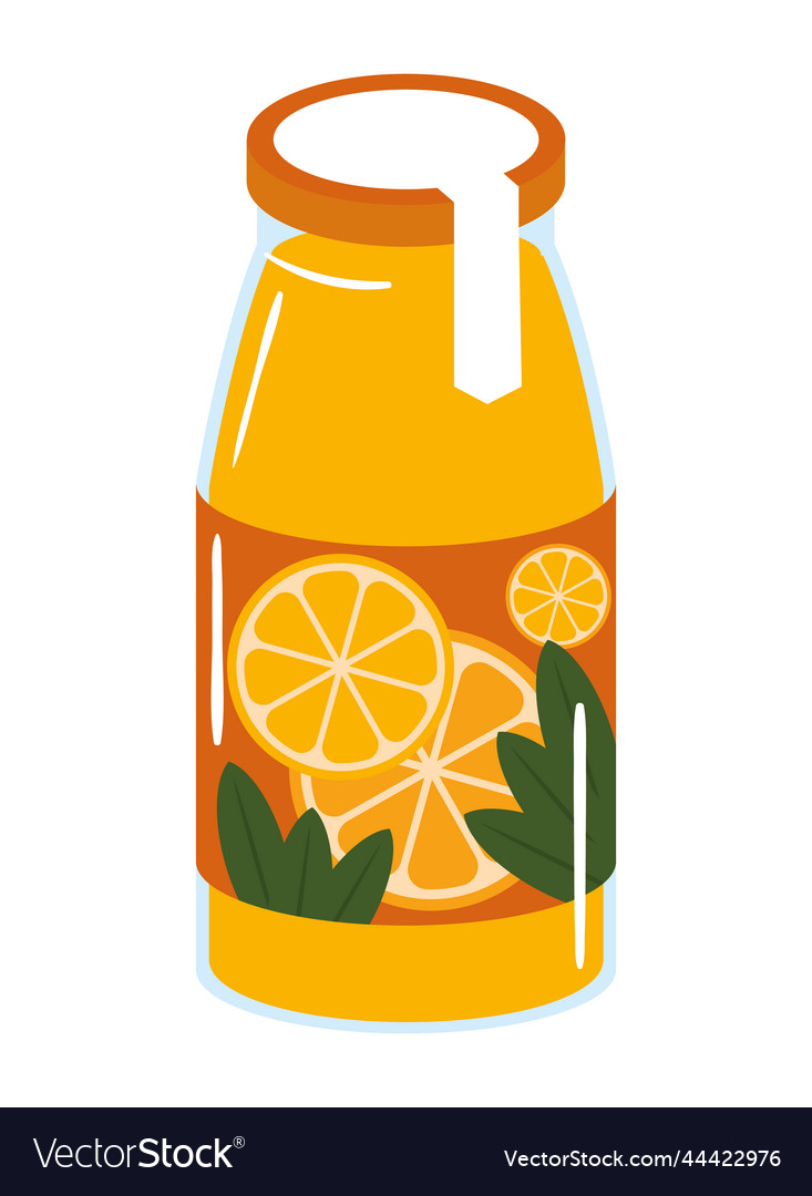 Orange juice in bottle beverage Royalty Free Vector Image