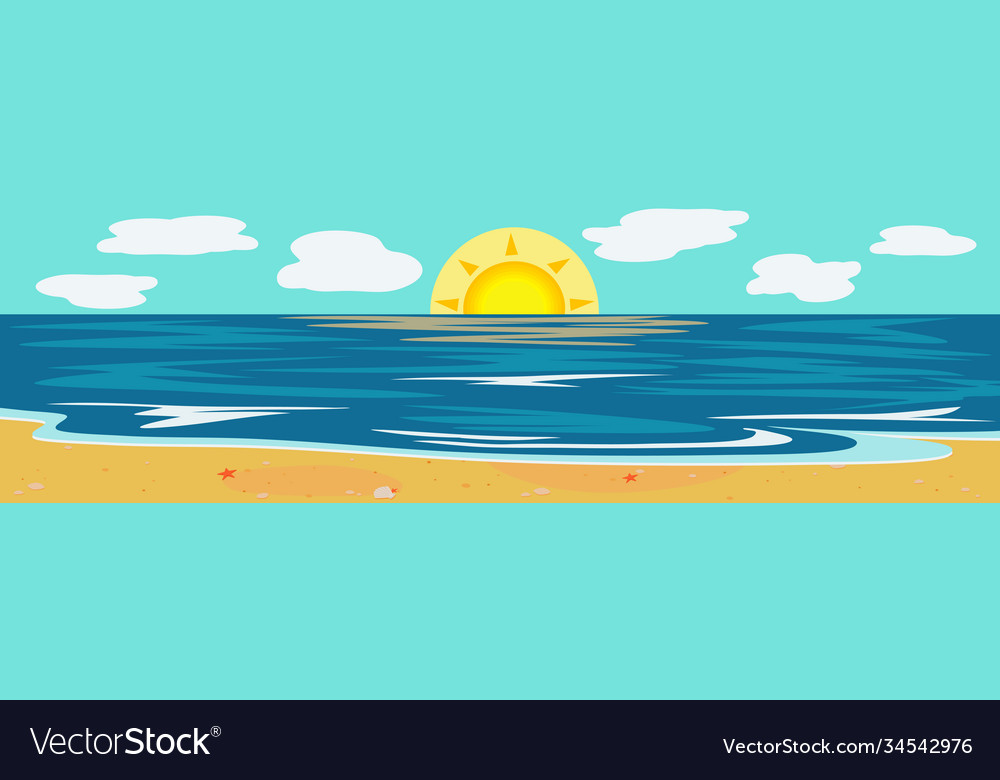 Sunny sandy beach and blue sea Royalty Free Vector Image