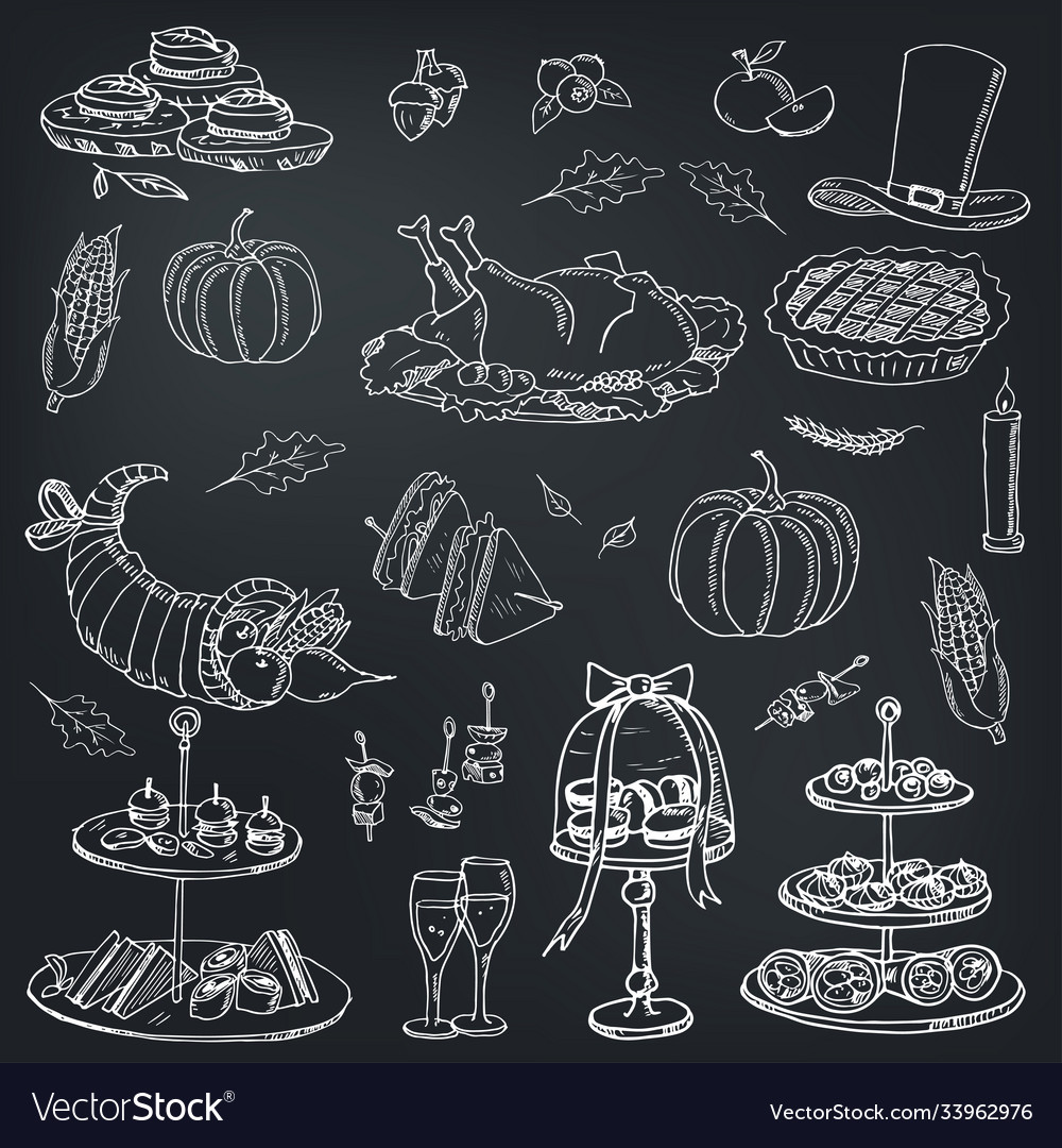 Thanksgiving day menu doodle icons